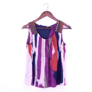 a.n.a Paint Pattern Sleeveless Top with Embellished Straps